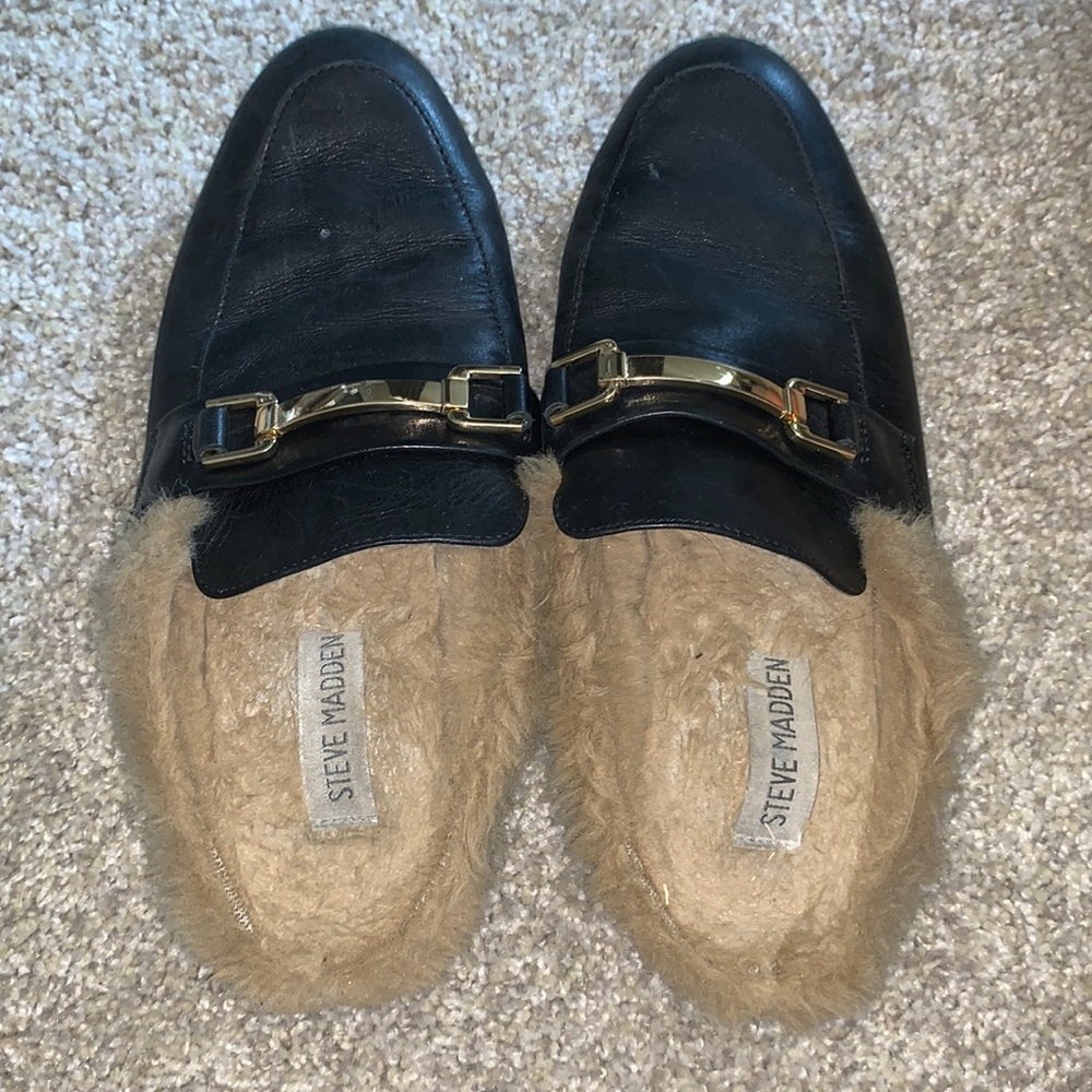 Steve Madden fur loafers